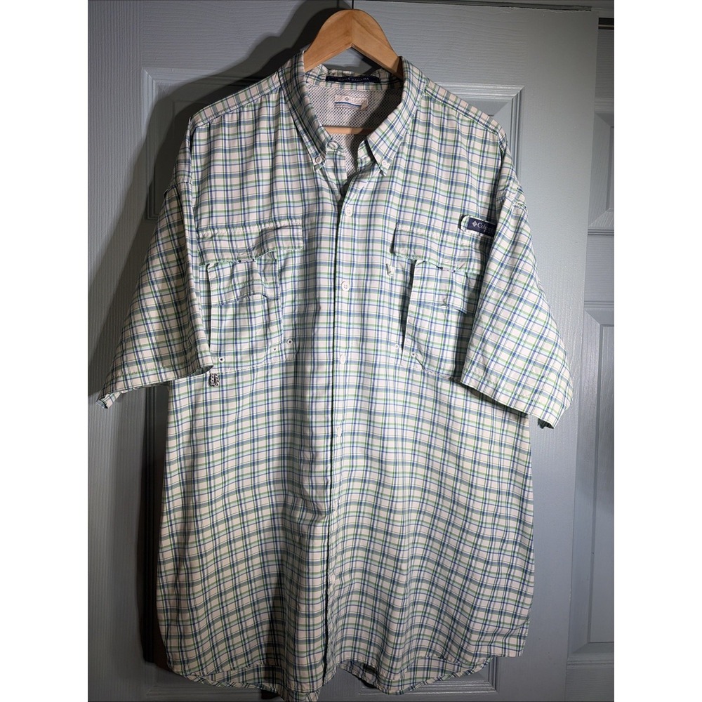 COLUMBIA MENS SUPER BAHAMA PFG SHORT SLEEVE BUTTON UP size XXL.